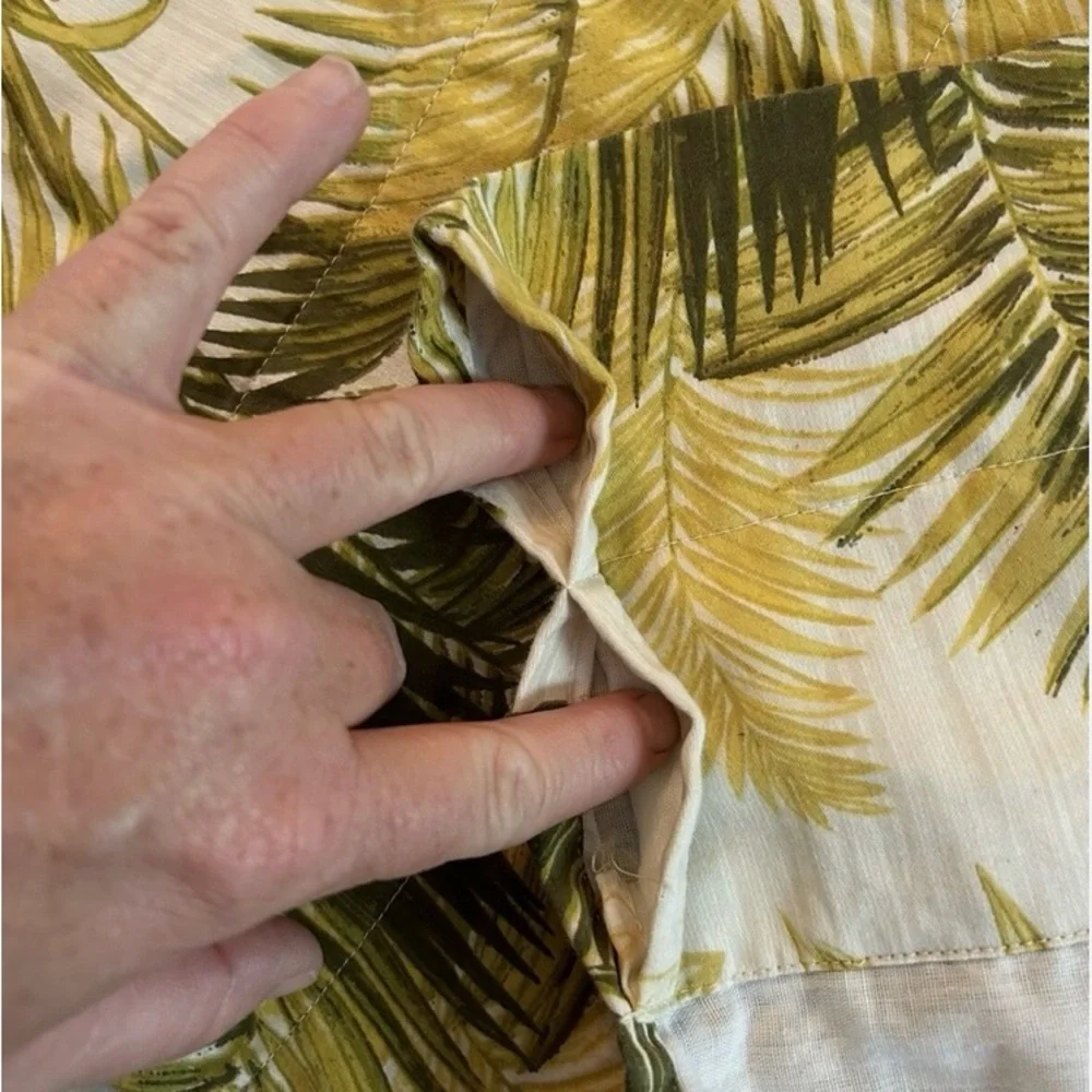 TOMMY BAHAMA Island Botanical Window Lined Valance Tropical Leaves#0901258B